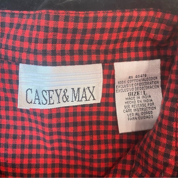 Vtg Christmas Plaid Button Up Shirt Large Cabins Snow Checkered Red Ugly Cute - Picture 4 of 4